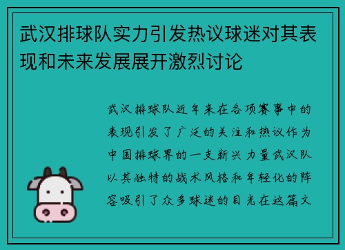 武汉排球队实力引发热议球迷对其表现和未来发展展开激烈讨论